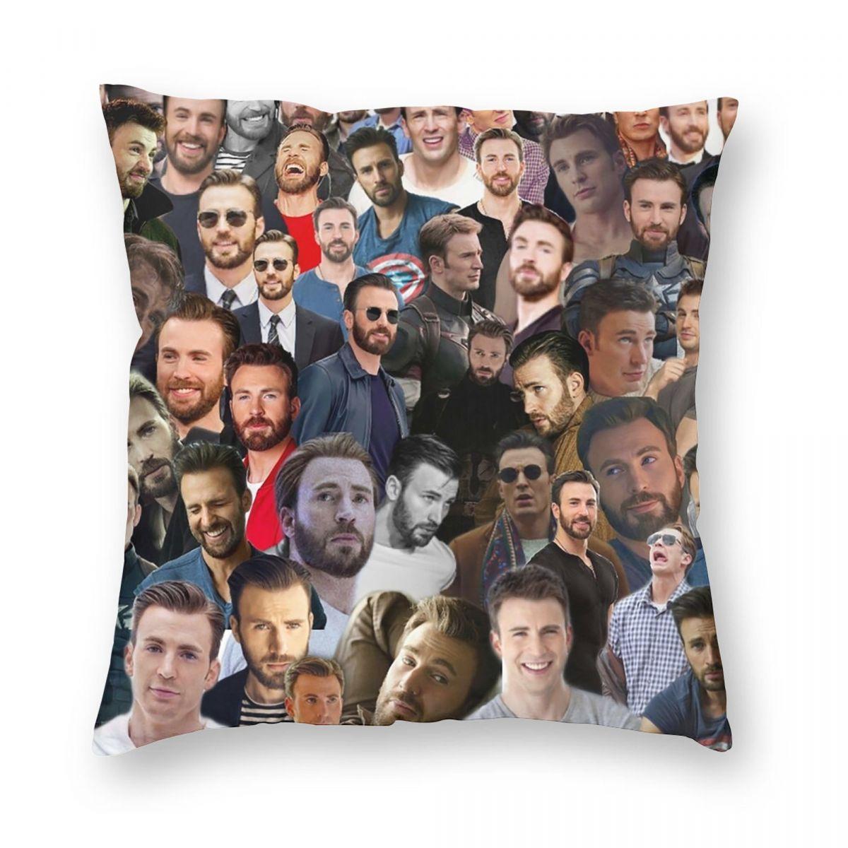 

Chris Evans Collage Square Pillowcase Pillow Cover Cushion Throw Pillow for Home Bedroom Car 12x12Inch