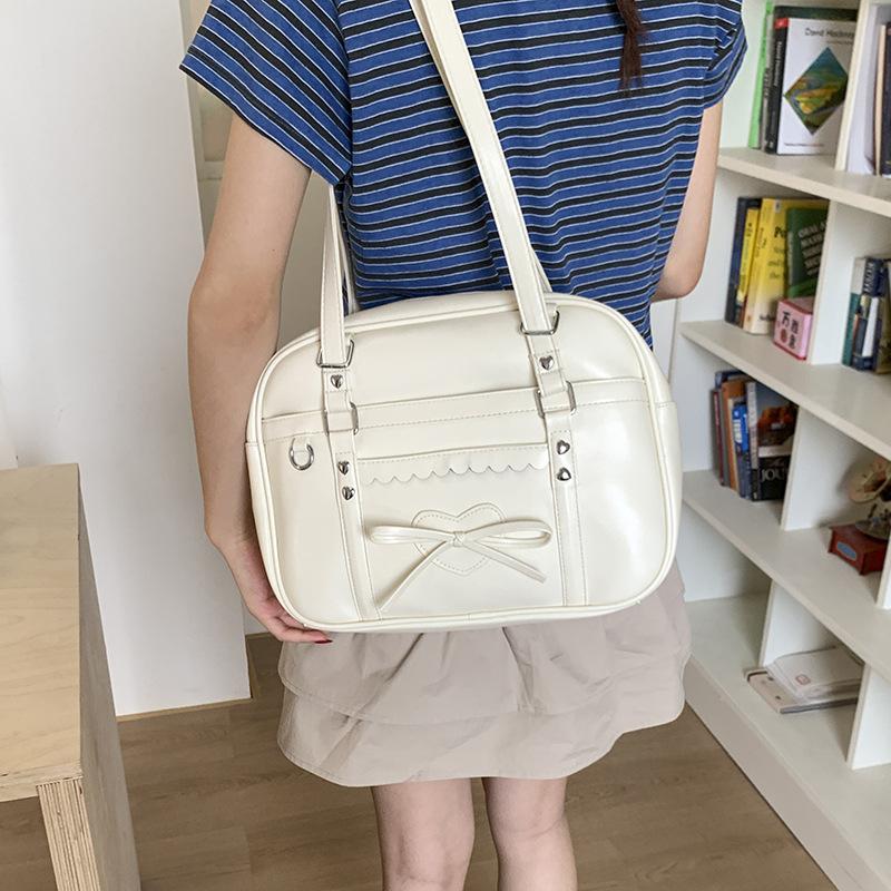 Japanese-style Backpack, Basic Large College Style Uniform Bag, Bow Solid Color Student Portable Shoulder Messenger Bag