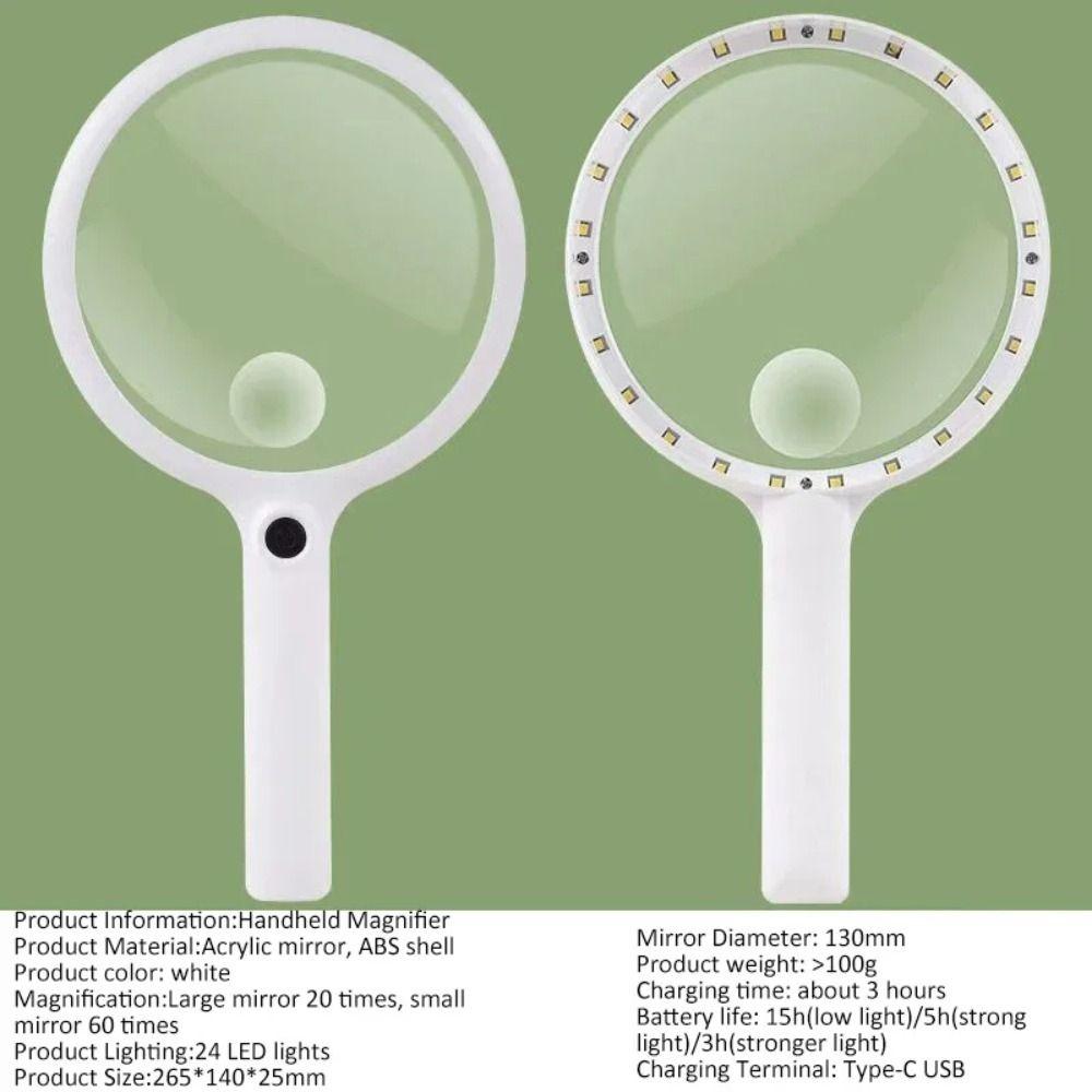 40/30/20X Magnifying Glasses Durable Handheld Microscope LED Lighted Magnifier  for Kid Elder