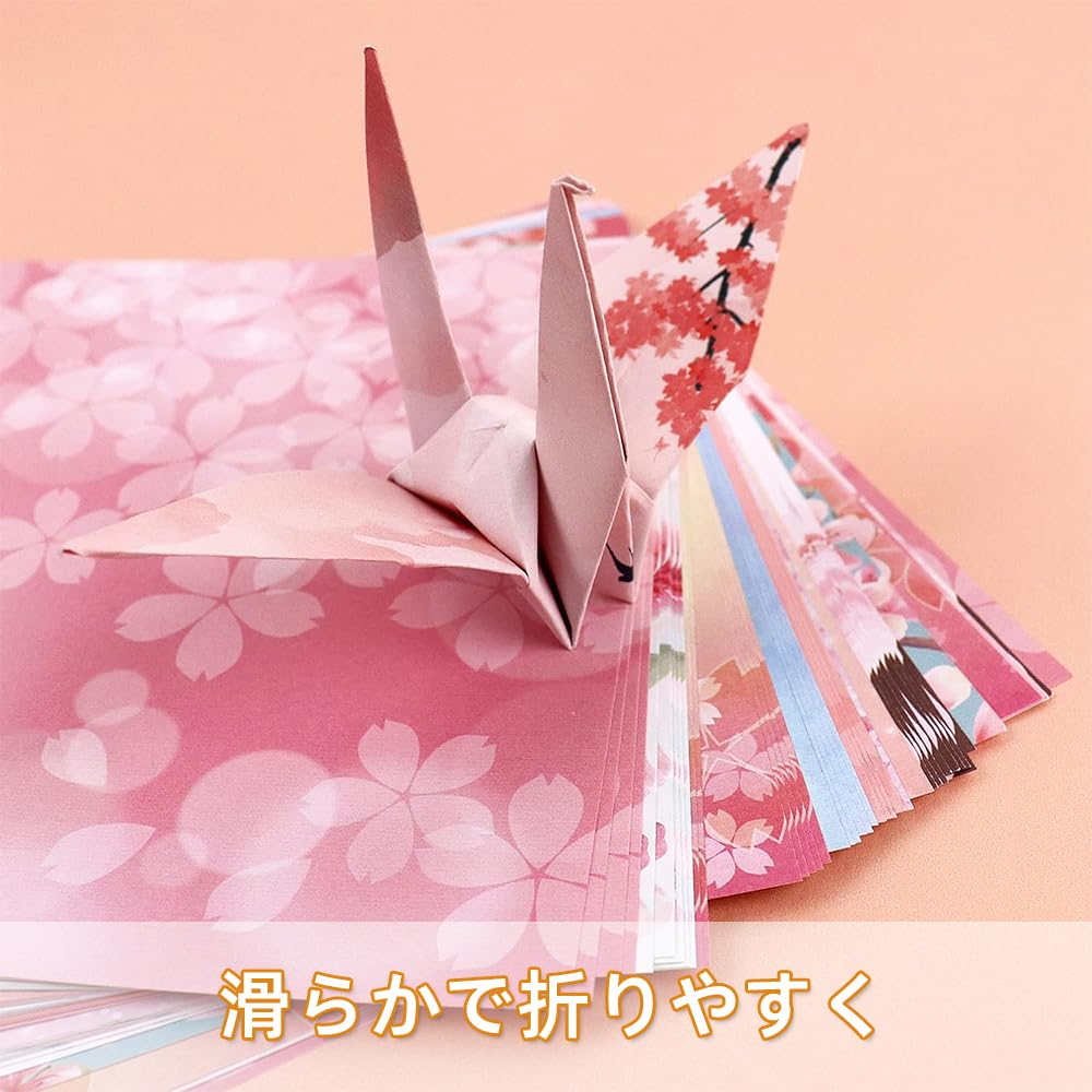 Renjzle Origami 100 Cherry Blossom Cute and Origami Paper Thousand Chiyogami DIY Craft Paper Art Blossom Double-Sided Paper, Sheets, 15cm, Pattern,