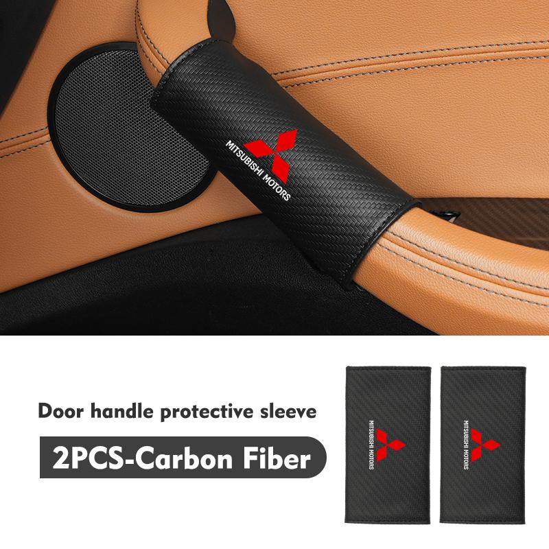 cxumpj1 Car Door Handle Leather Auto Protective Case Cover For Mitsubishi Lancer ASX Pajero Mirage Attrage Xpander Outlander
