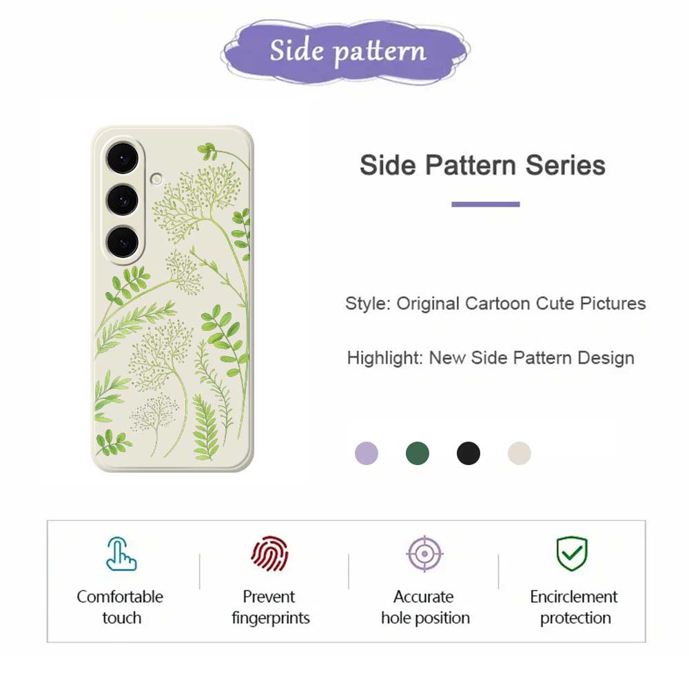 For Samsung Galaxy S25 FE Case Leaves Pattern Printing Straight Edge TPU Phone Back Cover