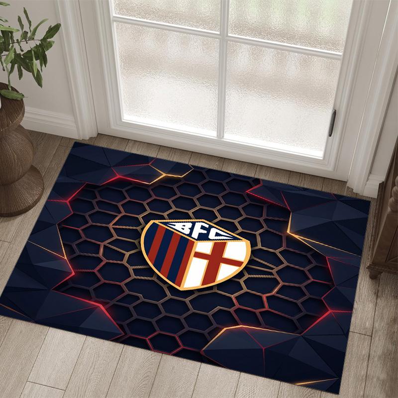 Bologna FC Design Crystal Velvet Carpet Cozy Non?Slip Printed Rug For Bedroom Living Room Entrance
