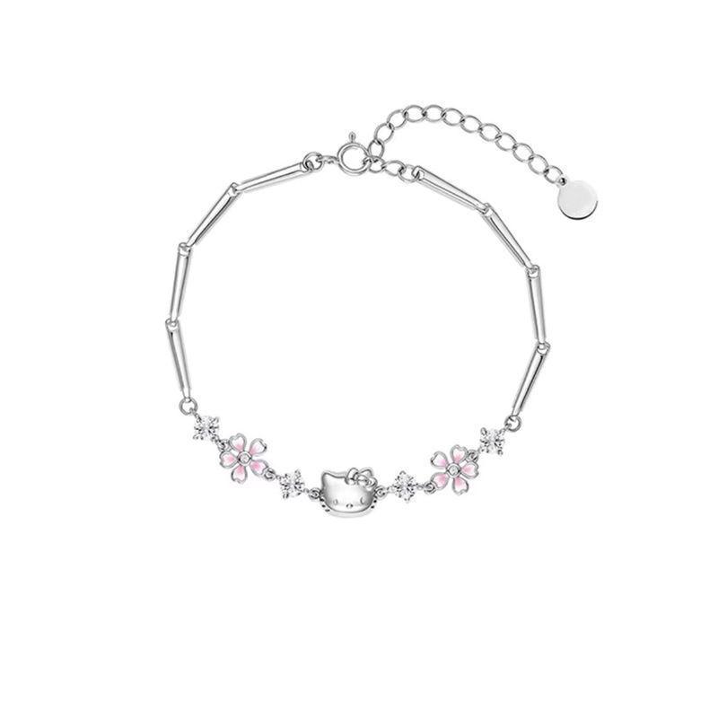 Braccialetto Carino Hello Kitty Fiore di Ciliegio per Donna, Regalo di Nicchia per Migliore Amica, Regalo di Compleanno per Ragazze, Gioiello da Mano