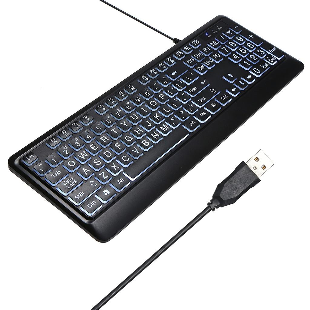 USB Interface Large Print Backlit Wired Keyboard