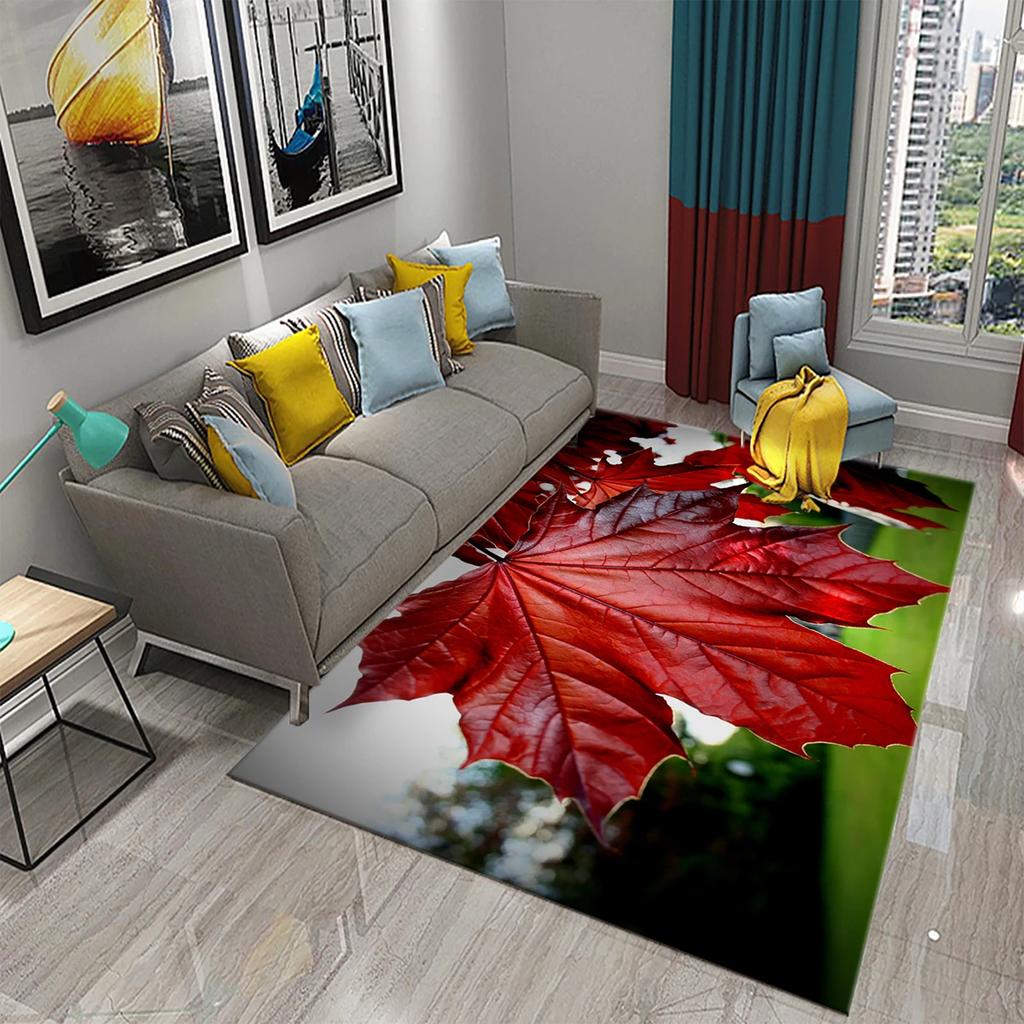 3D Colorful Leaves Carpet for Bathroom Entrance Door Anti-slip Floor Mat Kitchen Rug Mat for Living Room Bedroom Decor Area Mats