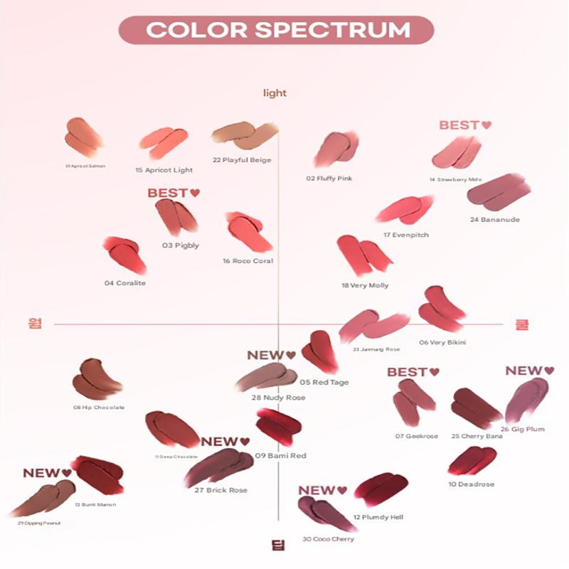 Colorgram Nudy Blur Tint Korean Velvet Lip Tint Soft Blur Finish 25 Shades Single / Planning Set