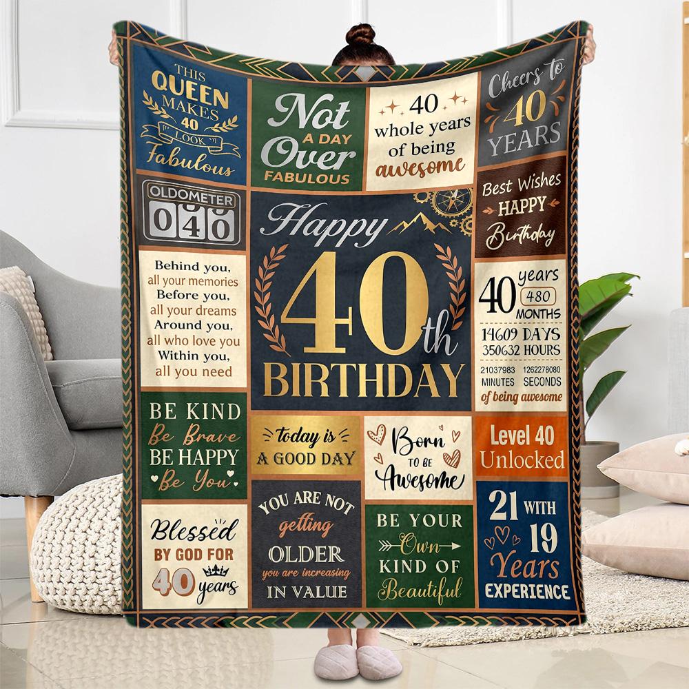 40th Birthday Celebration Quotes Blanket Warmthful Decor Great for Picnics Bed Office All-Season Use Warmthful Decor