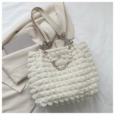 Sweet Cloud Handbag, Large Capacity Nylon Women's Shoulder Bag, Soft Zipper Closure Handbag, City Theme, Polyester Lining, Perfect for Commuting