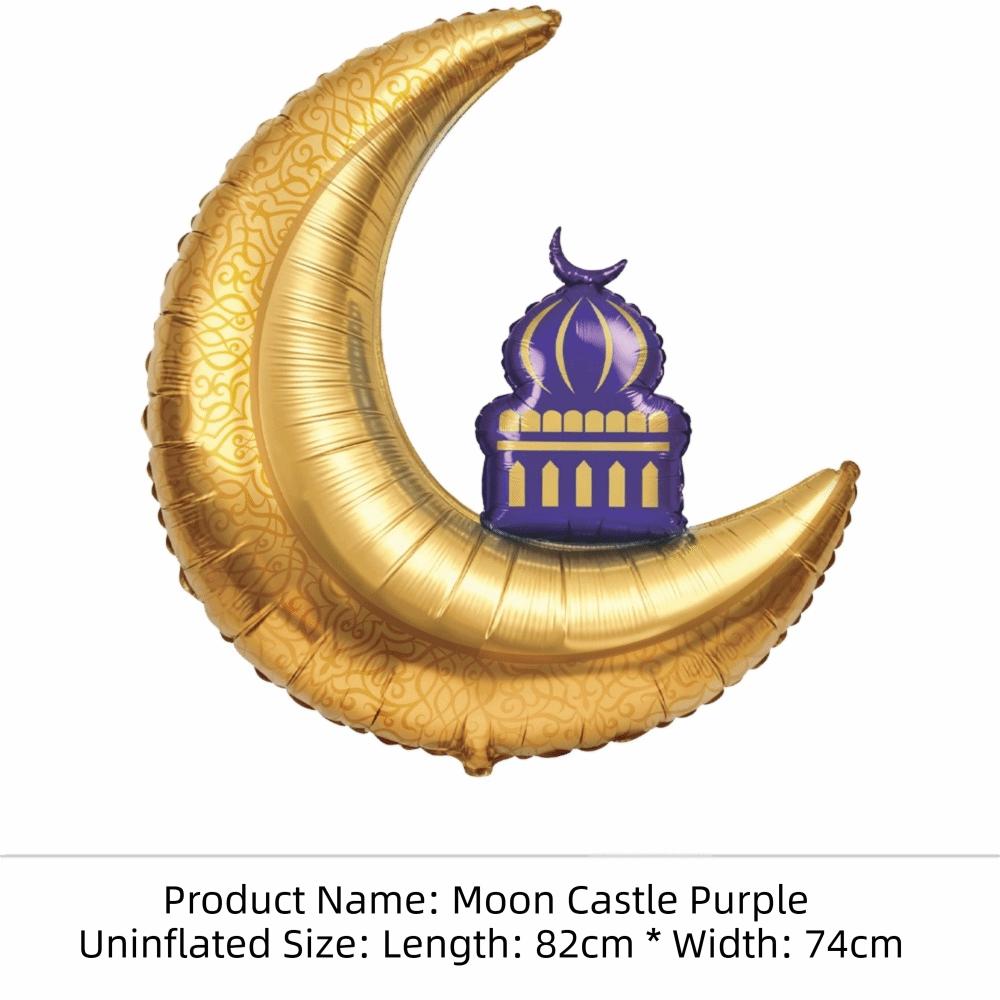 

Castle Pattern Eid Mubarak Balloons Moon Pattern Islamic Decoration Party Balloons Muslim Festival Style 9