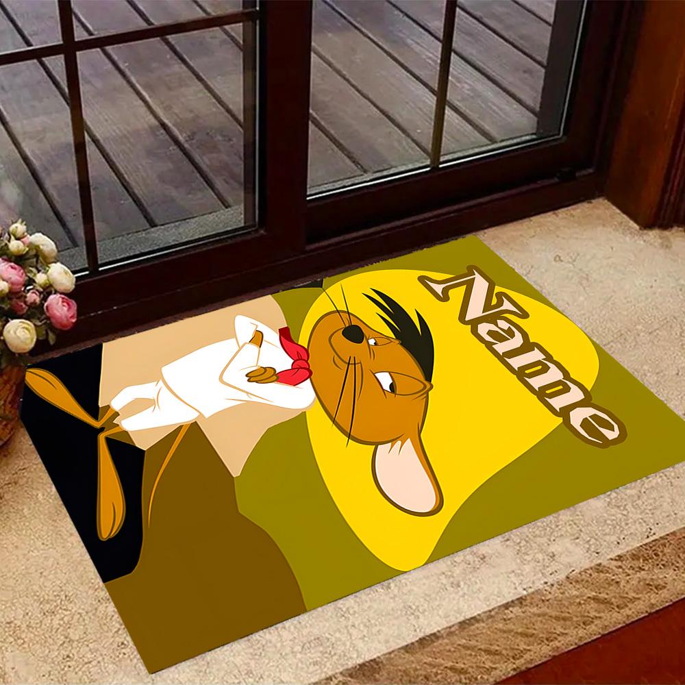 Looney Unique Rod. Personalized Text Floor Rug Office Rug Design for Entryway Dining Room Decorate room Hallway Anti-slip Rug Anime Office Decor