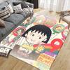 Chibi Maruko‑chan2 Flannel Pattern Square Carpet,Area Rug,Carpet Rug for Living Room Bedroom Sofa Playroom Decor,Non-slip Floor Mat