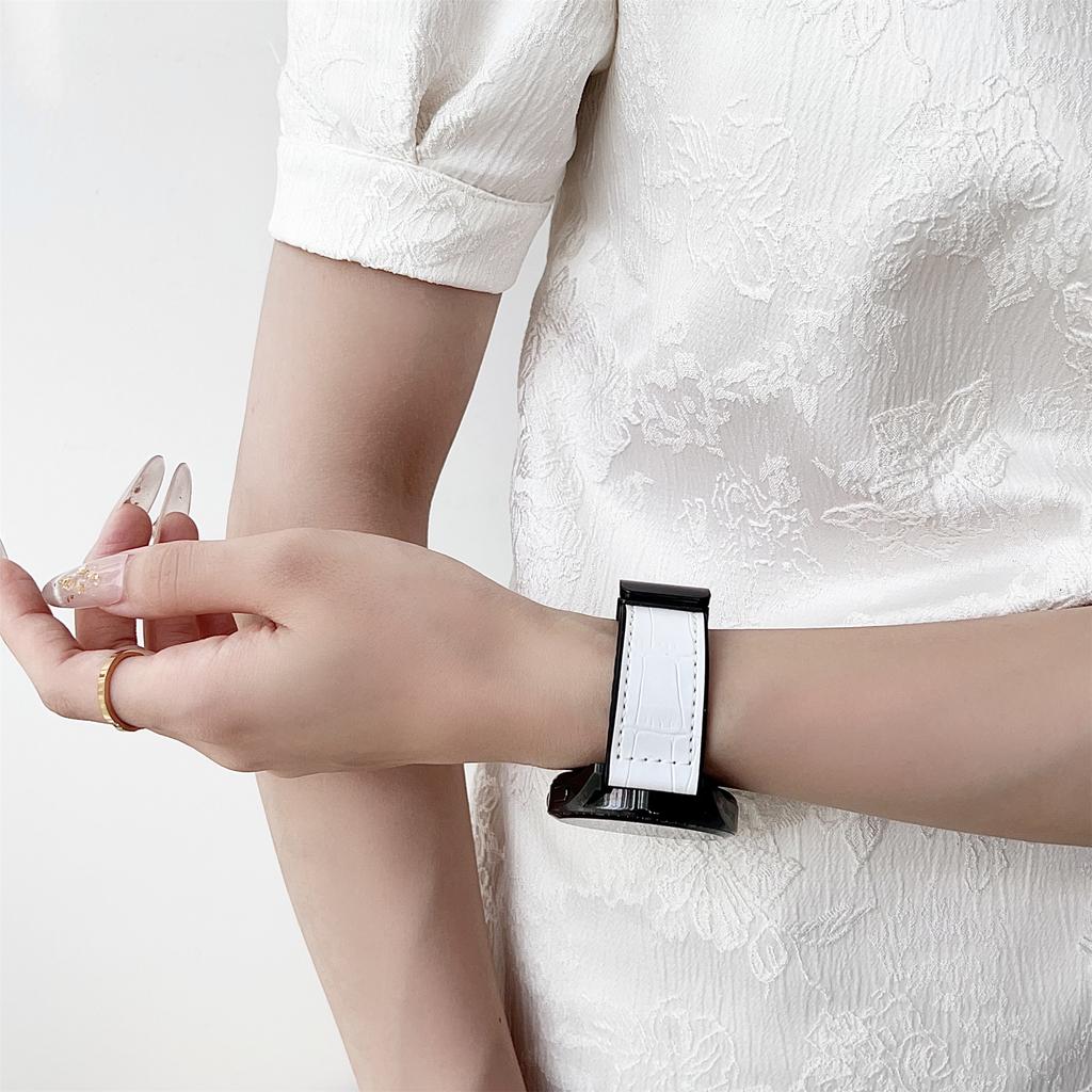 22mm Watch Band for Huawei Watch GT 5 46mm Bamboo Texture PU Covered Silicone Strap with Magnetic Buckle