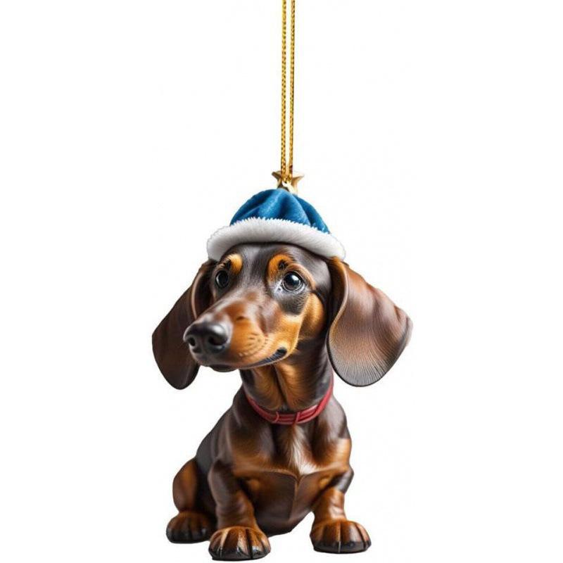 

Dachshund Christmas Tree Ornament - Acrylic Dog Pendant