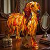 Dog Table Lamp Stained Glass Style Resin Greyhound Night Light 3D Animal-Themed LED Bedside Lamp for Kids' Room Bedroom Decor Dog Lovers Gift