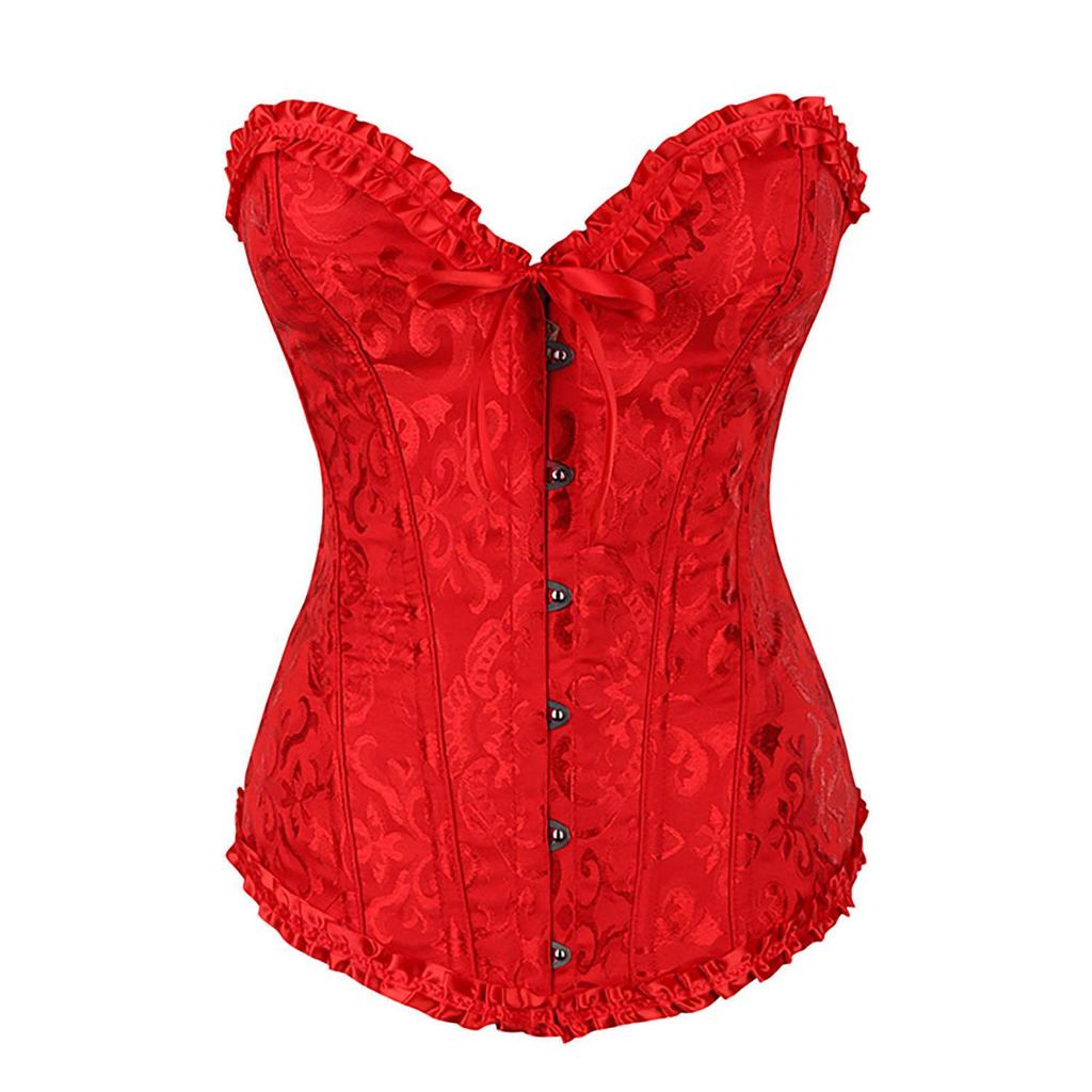 Lace Satin Waist Cincher Corset with Boning