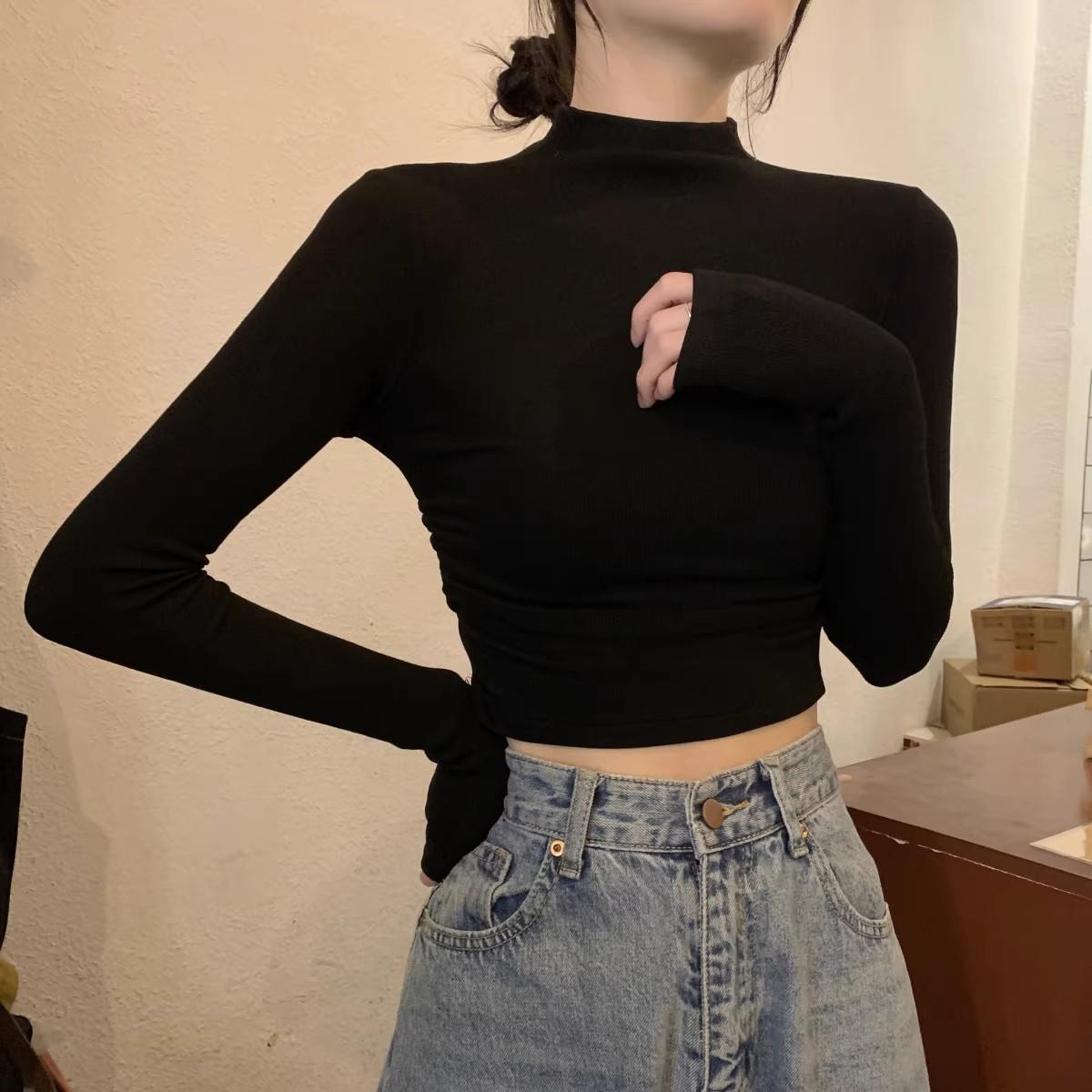 

Женская приталенная футболка с плиссировкой и утолщенным базовым слоем - Осень/Зима Medium