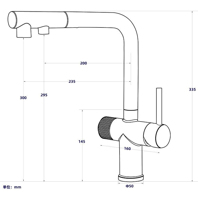 304 Stainless Steel Pull Out Filter Kitchen Faucet Drinking Water Kitchen Tap Dual Handle Hot and Cold Water Mixer Sink Tap