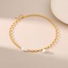 Women French Elegant Irregular Pearl 18k Gold Plated Brass O Chain Clavicle Necklace