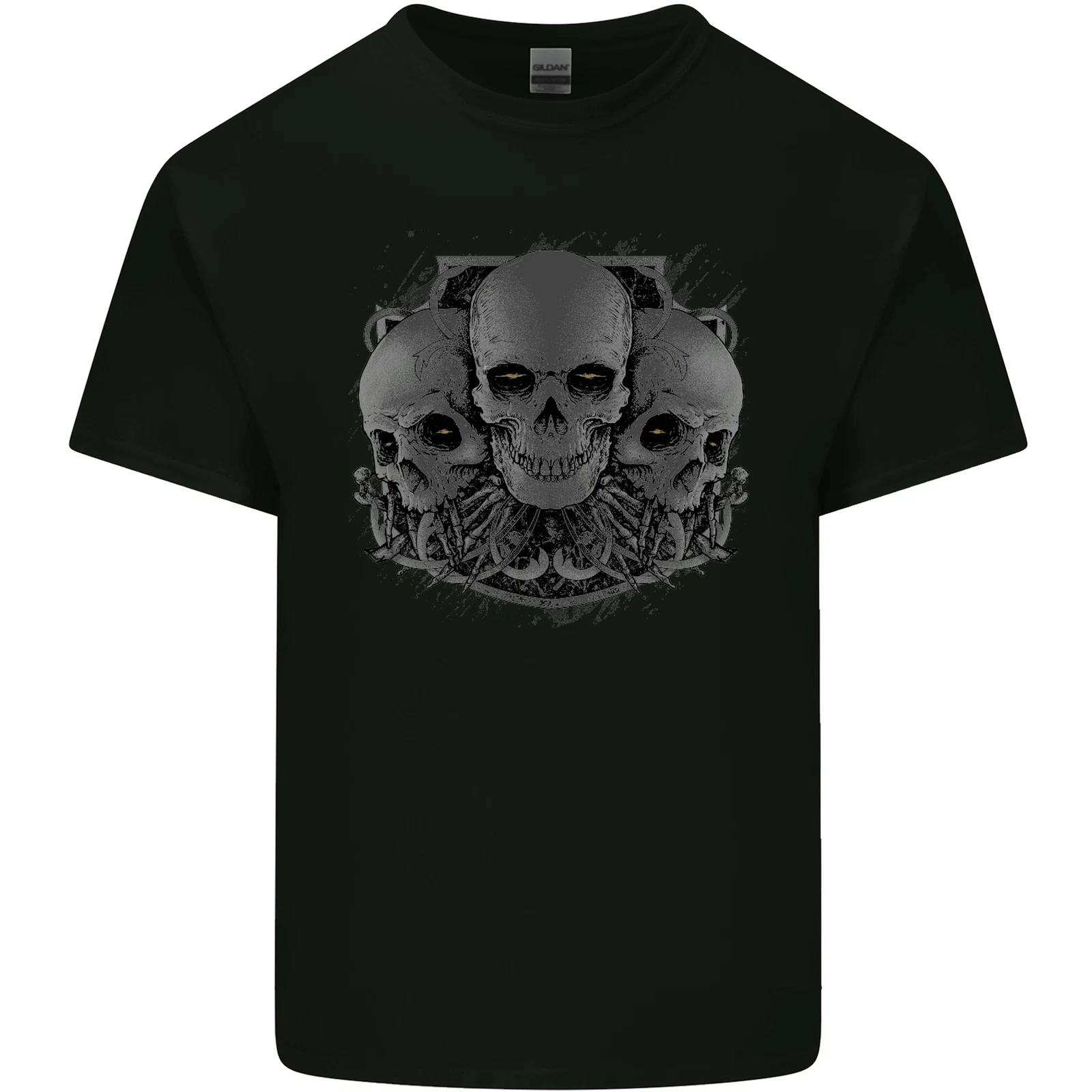Gothic Skulls Heavy Metal Rock Music Goth Biker Kids T-Shirt Childrens XL