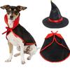 1× Halloween Pet Cape Costume Wizard Witch Hat Set Dog Cat Vampire Cloak Printed Cosplay Outfit Party Accessory Adjustable Strap