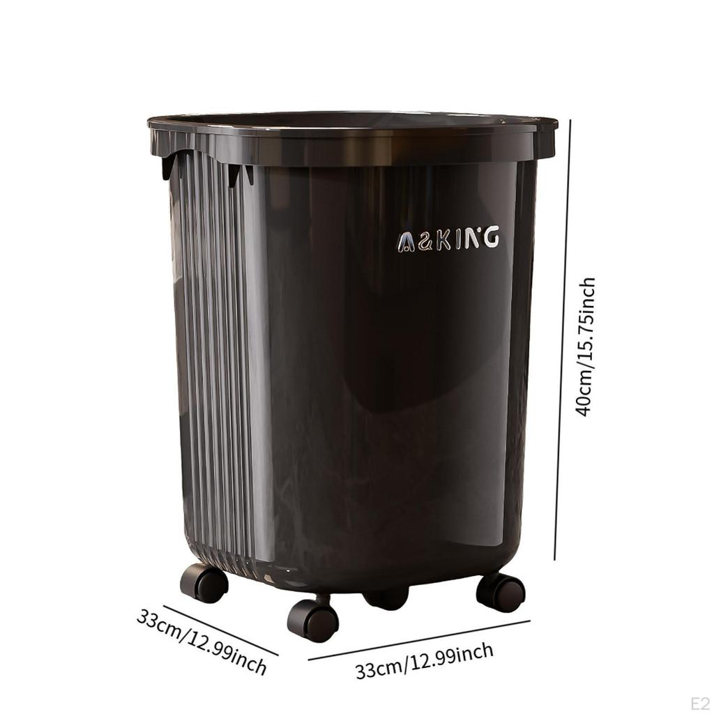Trash Can with Wheels Dustbin Household Large Capacity Nordic Wastebasket Rubbish Bin for Apartment