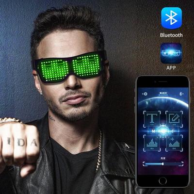 Christmas Bar Party Dynamic APP Glasses USB Charging Dress Up Stage Prop Bluetooth Luminous Glasses