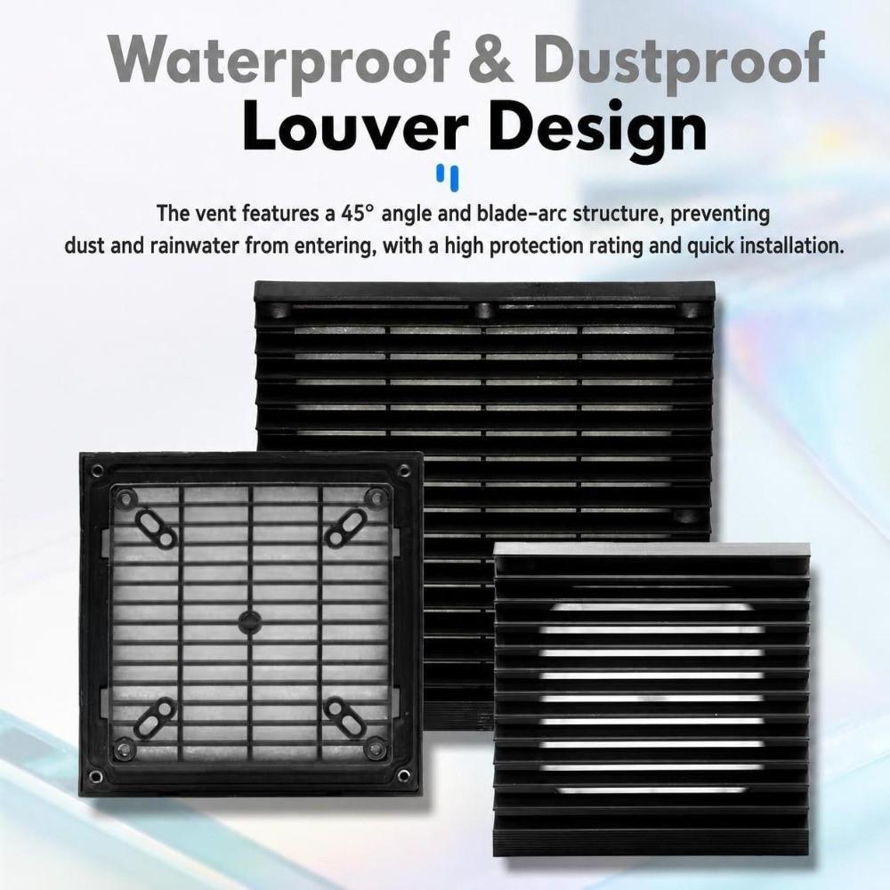 Black Vent Grille Waterproof Louver Vent Air Ventilation System Fan Grille Electric Cabinet