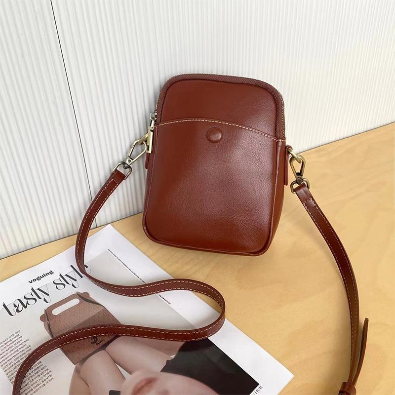 Bag Women's Autumn New First-layer Cowhide Mini Mobile Phone Bag Genuine Leather Fashionable Versatile Women's Shoulder Messenger Bag