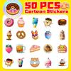 50 Cat Donut Food Stickers Children's Graffiti Toys Burgers Food Dessert Stickers Outside