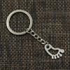 Fashion 30mm Key Ring Metal Key Chain Keychain Jewelry Antique   Plated Hollow Foot Feet 22x14mm Pendant