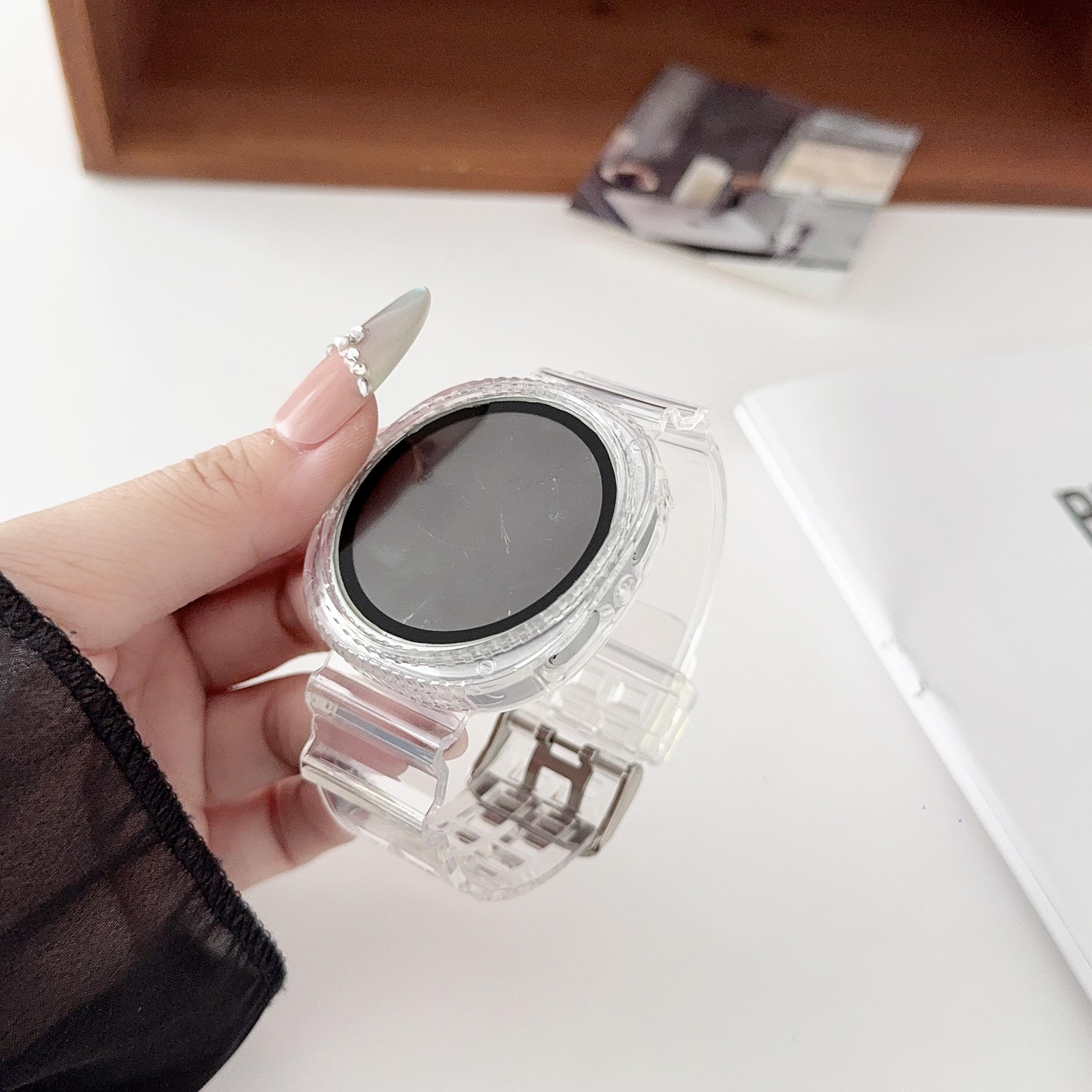 

For Samsung Galaxy Watch 8 40mm 44mm band pulseira Silicone Bracelet correa Galaxy Watch8 8 classic 46mm Case+Transparent Strap galaxy watch 8 40mm прозорий білий колір