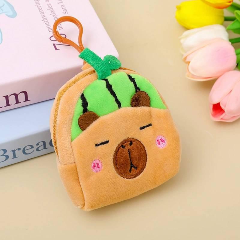 Fruit Plush Capybara Coin Purse Headphone Data Cable Storage Bag Gift Pendant