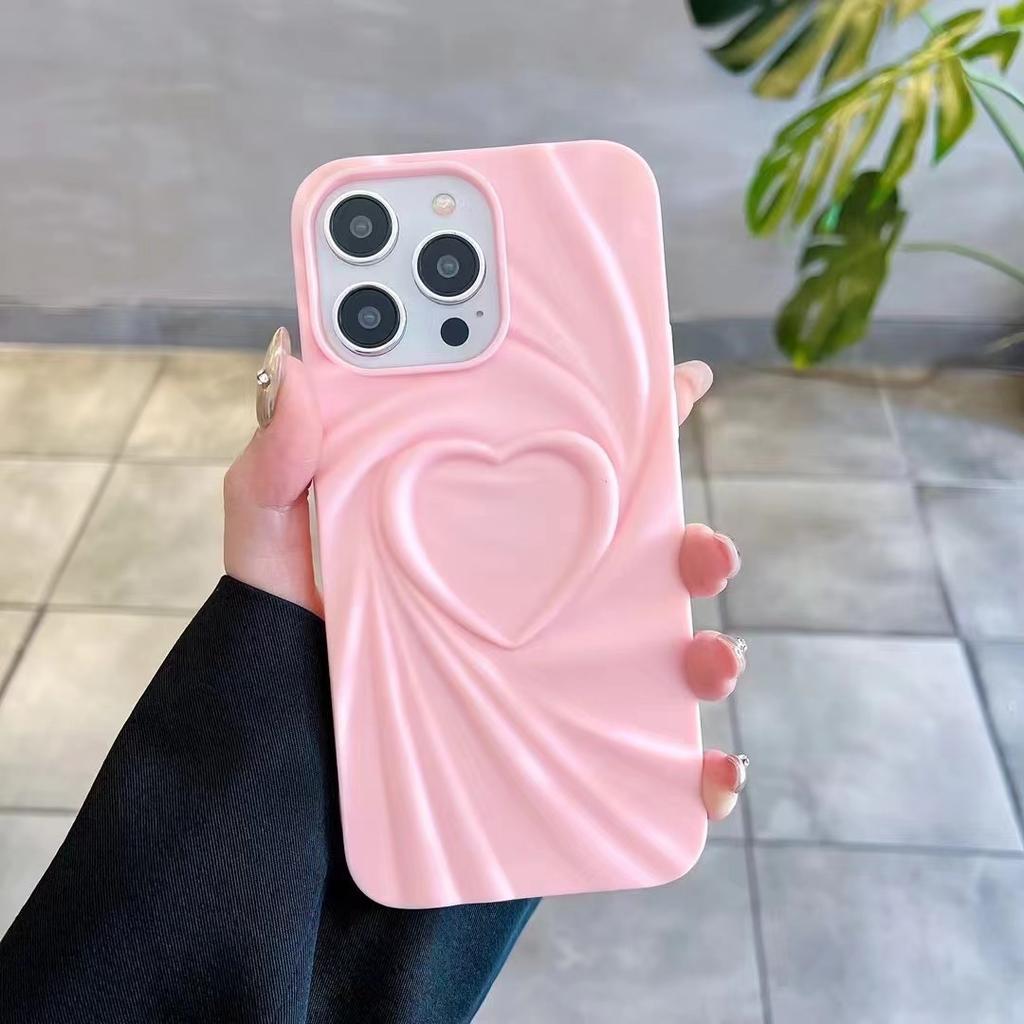 For iPhone 16 Pro Max Case Pleated Swirling Heart TPU Phone Cover