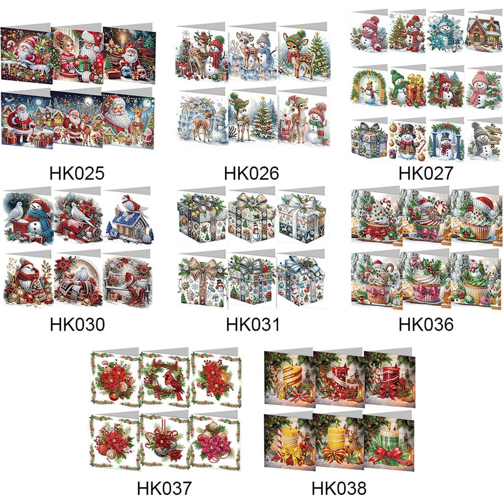 6PCS DIY Diamond Painting Greeting Card Set Rhinestone Diamond Art Mosaic Postcards Thank You Cards and Holiday Blessings