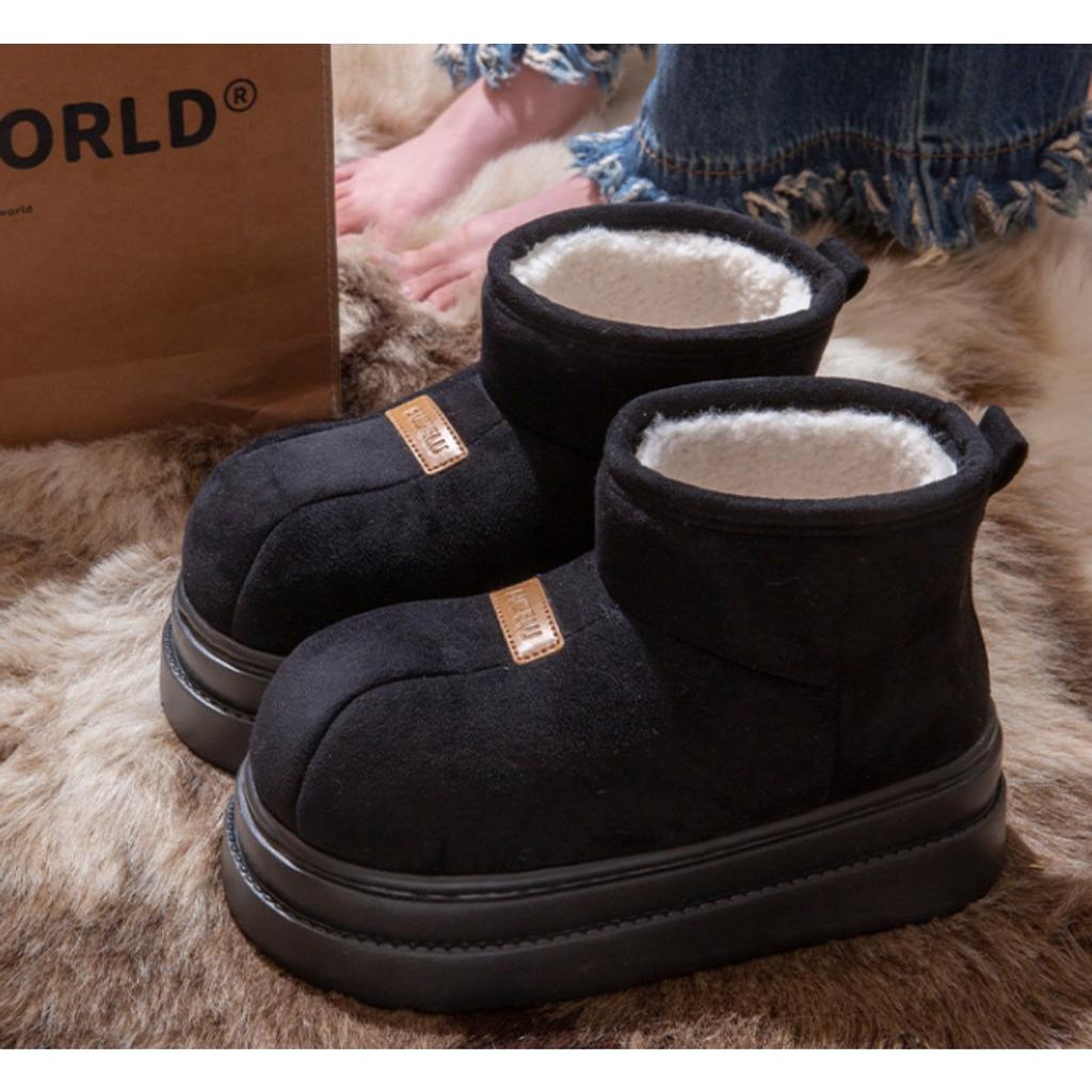 36-45 Thick Soled Warm Cotton Shoes for Women, Winter Outerwear, Anti Slip, Odor Proof, and Fleece Cotton Slippers for Women