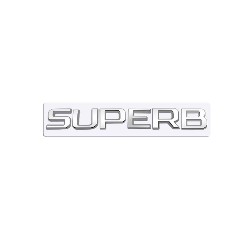 JBIW9 MetaL 3D Badge Logo Car Rear Trunk Body Sticker Letter Emblem For Skoda SUPERB 4X4 Accessories Glossy Black Matte black