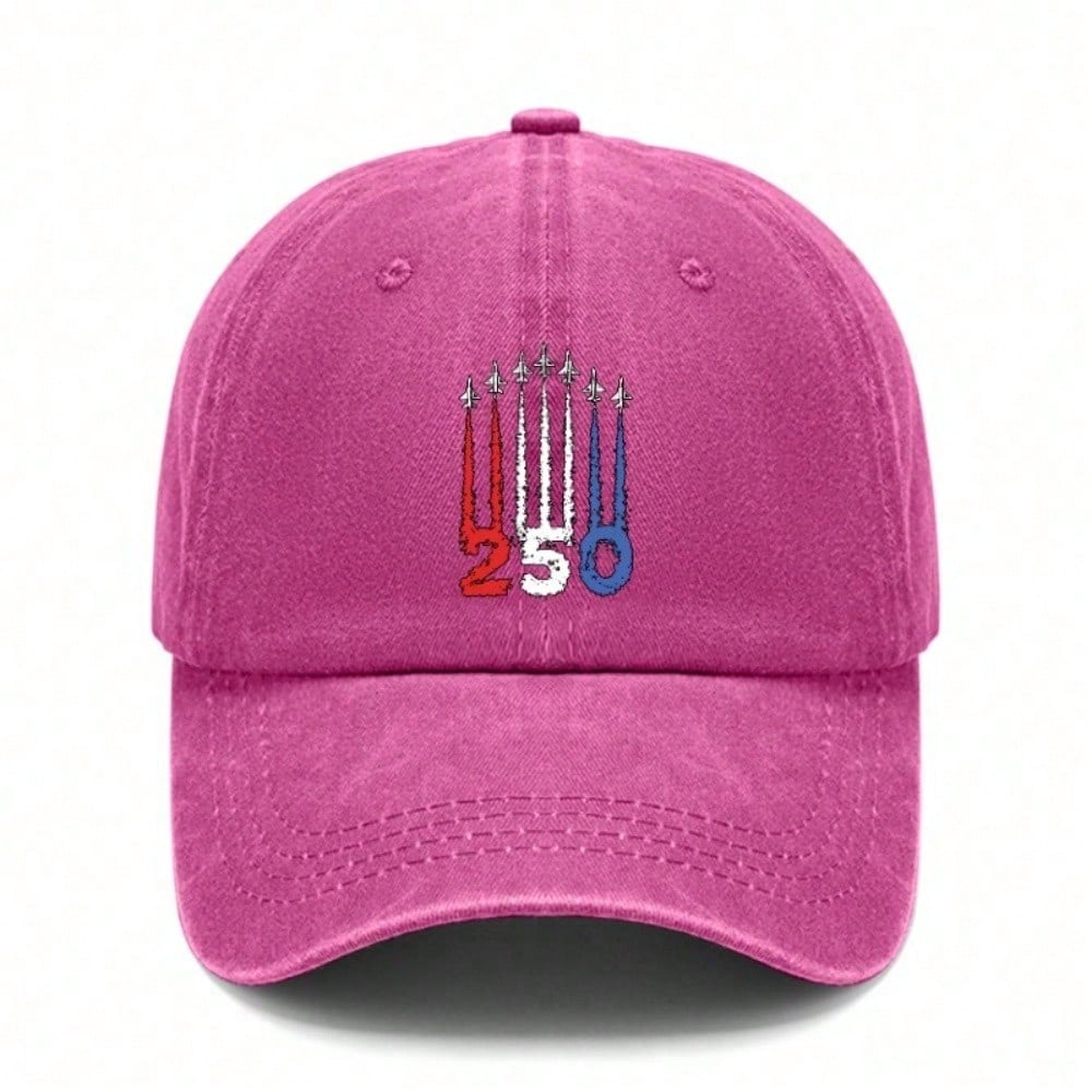 [Patriotic Baseball Cap] 250Th Anniversary Jet Formation Print Polyester Adjustable Hat Lightweight Curved Brim Casual Outdoor Sports - Dad Hat,