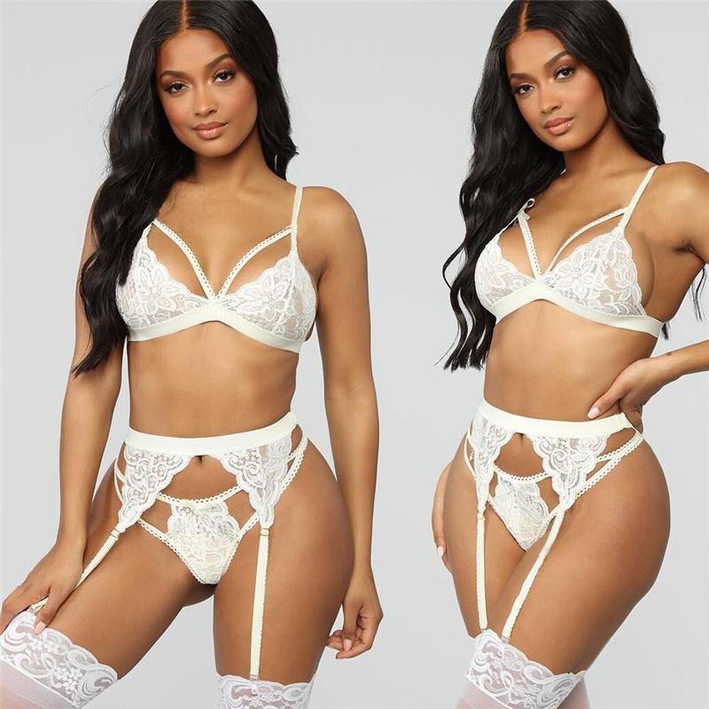 European and American Sex Underwear Women, Sexy Temptation Three-point Lace Suspender Sex Suit