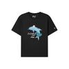 Camiseta Casual Esportiva de Manga Curta com Estampa de Golfinho Tops Femininos Preto F51W128107F-BK