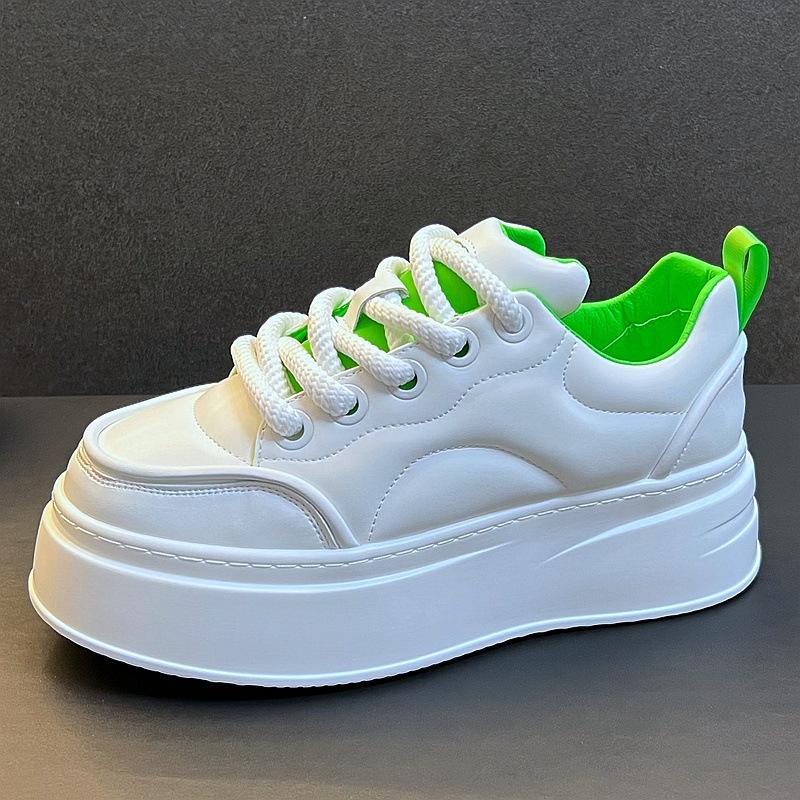 

Fashion Summer Heighting Men s Platform Casual Shoes Youth Student White Board Shoes High Quality Soft-sole Sneakers Men Vulcanized Shoe 44 зелёный