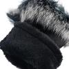 Solid Mitten Supple Soft Color Trim Warm Fashion Wrist Fingerless Women Rabbit Fur Gloves