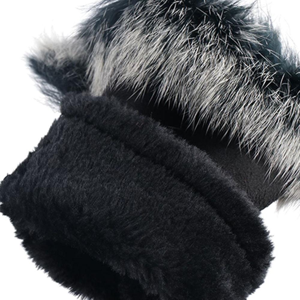 Solid Mitten Supple Soft Color Trim Warm Fashion Wrist Fingerless Women Rabbit Fur Gloves