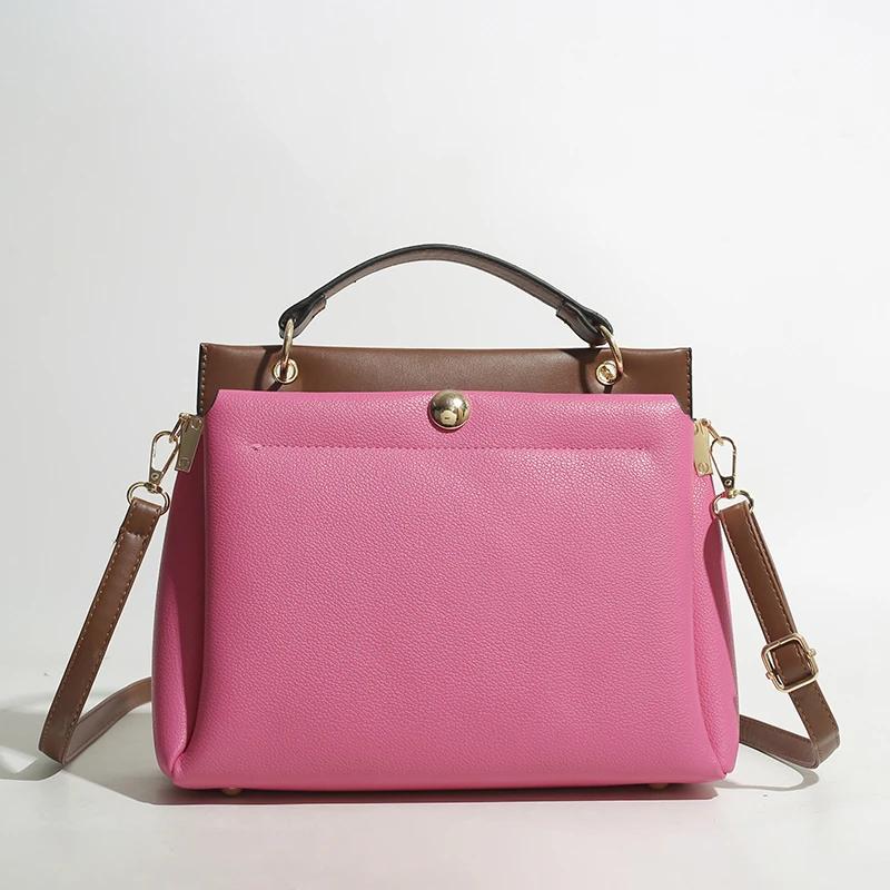 Monochromatic Feminine Shoulder Bag with Zipper Interior Square Bags Stitching Line High Quality Fashion