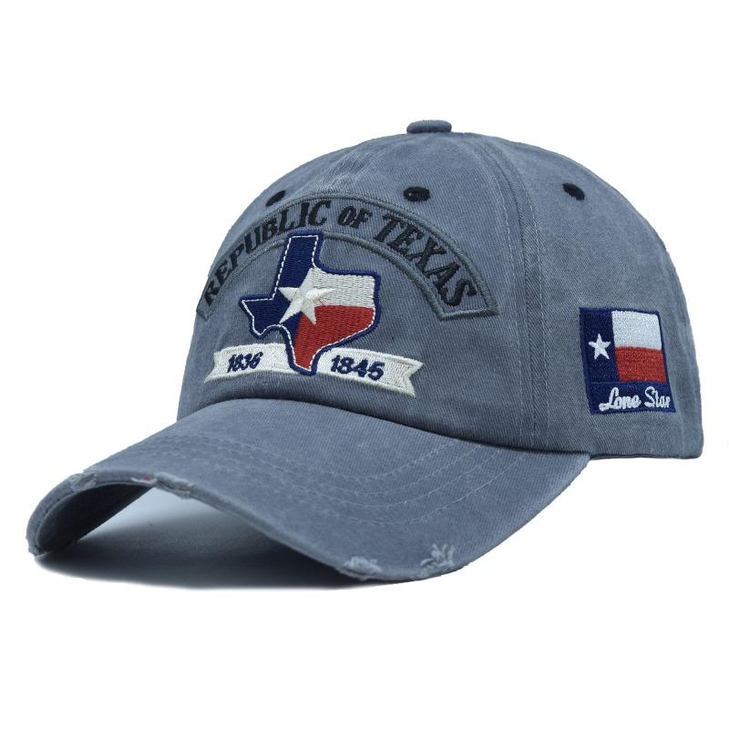 Embroidered Republic of Texas Baseball Cap, Hot Selling Design, Breathable Cotton Material, Adjustable Strap, Unisex for Men