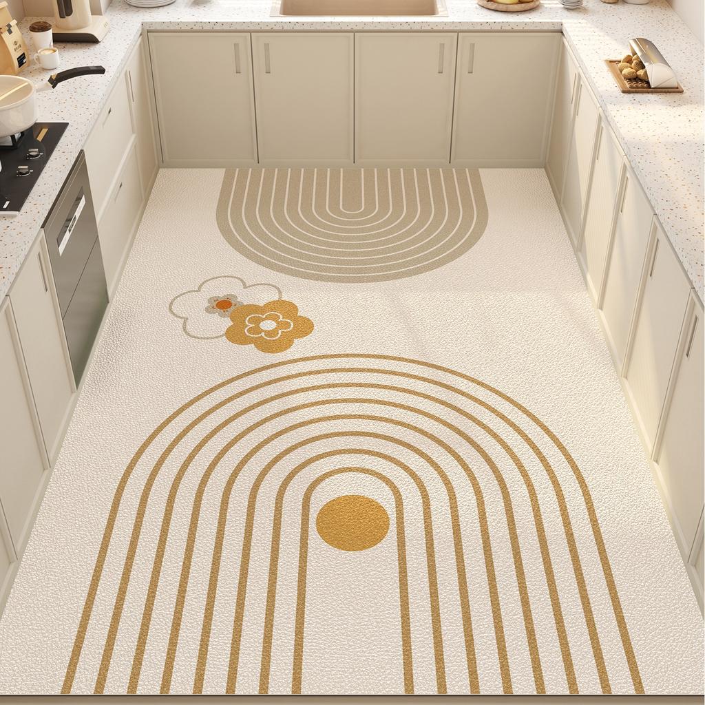 Kitchen Floor Mat Waterproof Non-slip Oil-proof Stain-resistant PVC Leather Rug Easy To Clean Home Carpet Alfombra