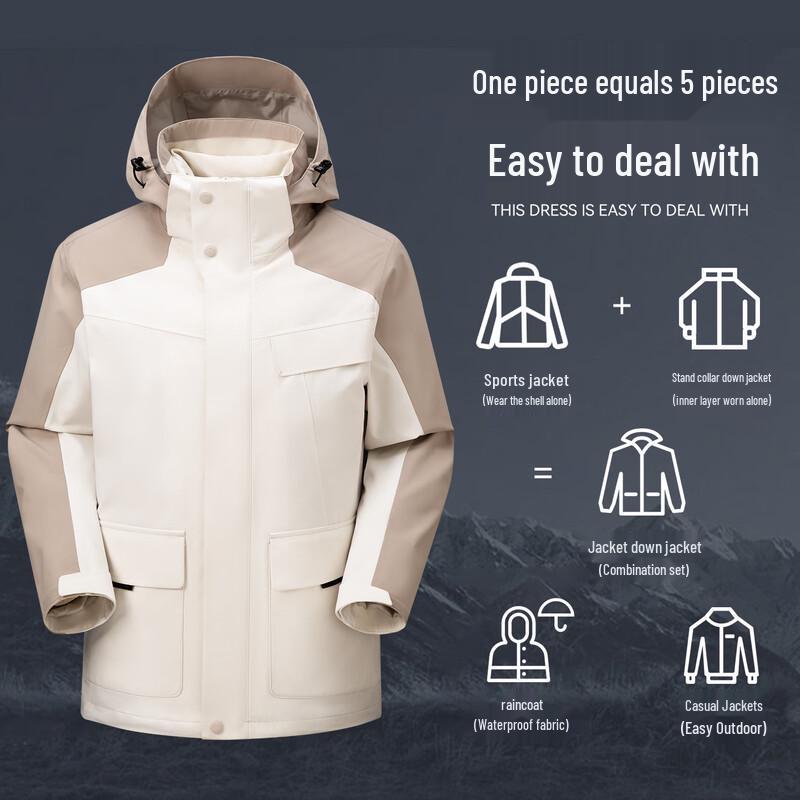 Xuezongfei Unisex 3-in-1 Functional Down Jacket