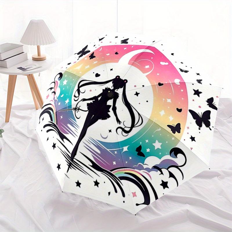 

1pc Cartoon Sailor Moon Inspired Automatic 3-Fold Umbrella Design, Cute Cartoon Pattern, Portable Outdoor Umbrella, Perfect, Holiday Gift fo