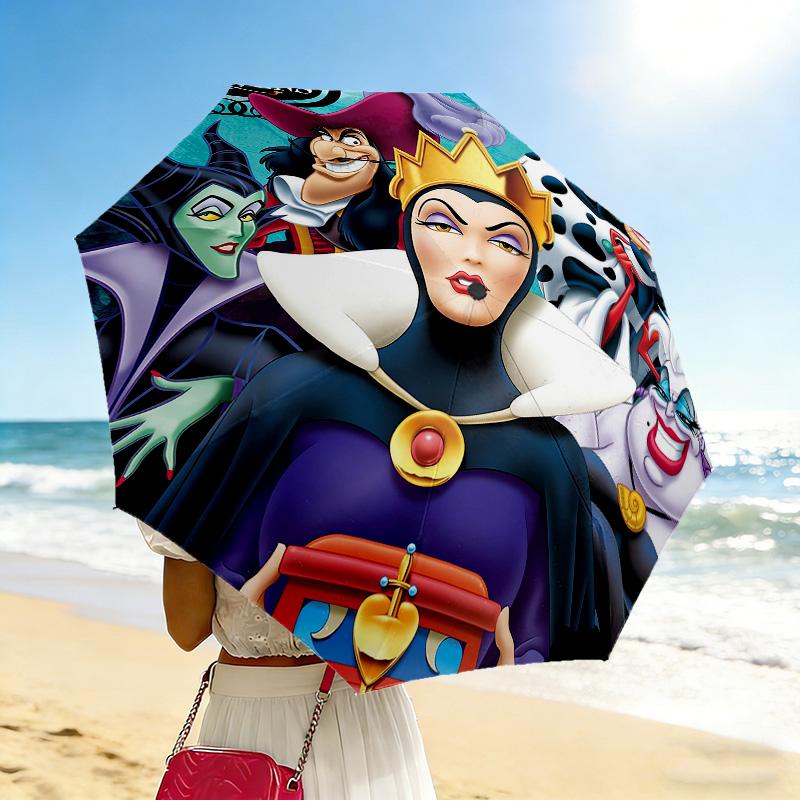 Disney Villains 8 Ribs 3Fold Black Glue Uv Protection Umbrella Sun Protection Rainproof Compact Folding Umbrella For Travel Daily Use C924962