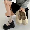 Retro black British style platform thick heel small leather shoes women's 2025 new autumn skirt versatile Mary Jane shoes